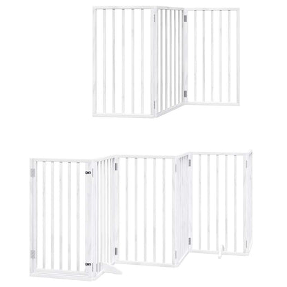 Dog Gate with Door Foldable 12 Panels White 600 cm Poplar Wood