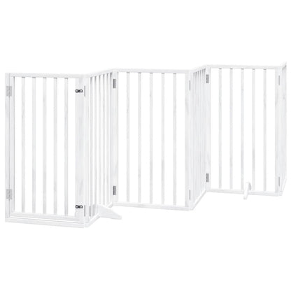 Dog Gate with Door Foldable 12 Panels White 600 cm Poplar Wood