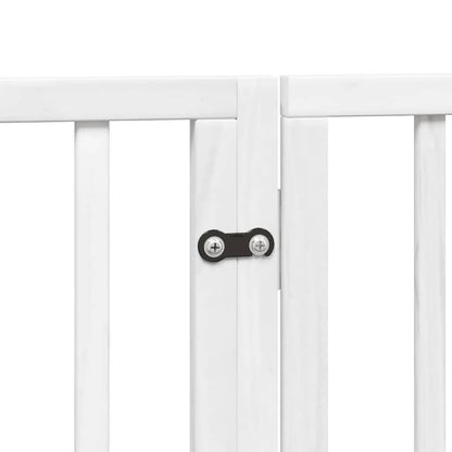 Dog Gate with Door Foldable 12 Panels White 600 cm Poplar Wood