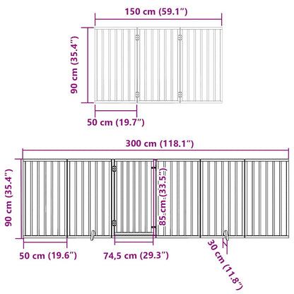 Dog Gate with Door Foldable 9 Panels Black 450 cm Poplar Wood
