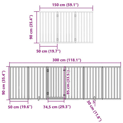 Dog Gate with Door Foldable 12 Panels Black 600 cm Poplar Wood