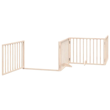 Dog Gate with Door Foldable 6 Panels 480 cm Poplar Wood