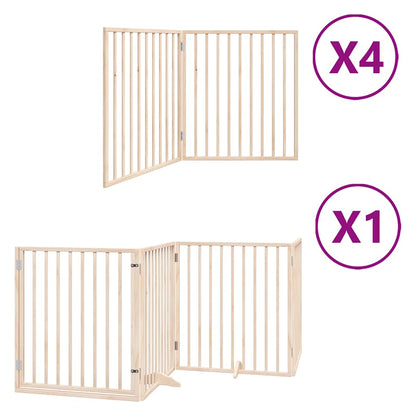 Dog Gate with Door Foldable 12 Panels 960 cm Poplar Wood