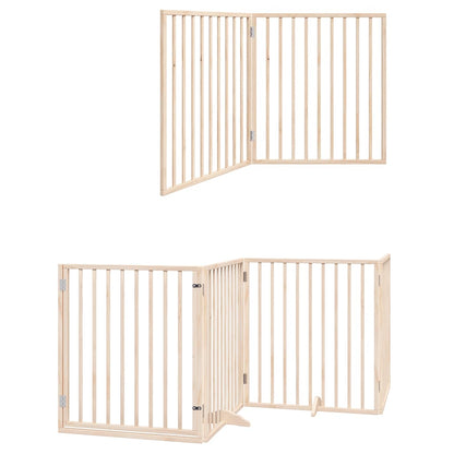 Dog Gate with Door Foldable 12 Panels 960 cm Poplar Wood