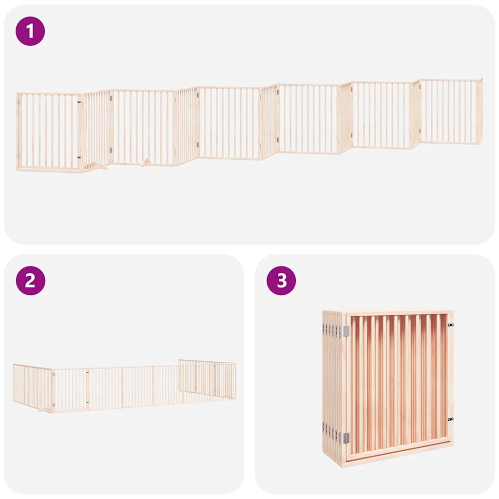 Dog Gate with Door Foldable 12 Panels 960 cm Poplar Wood