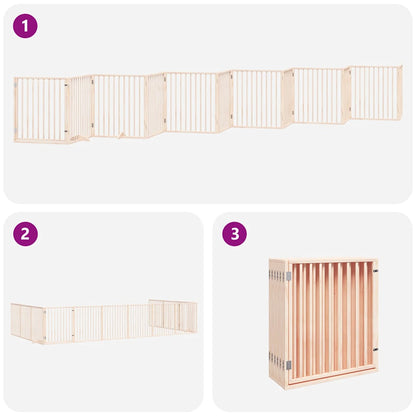 Dog Gate with Door Foldable 12 Panels 960 cm Poplar Wood