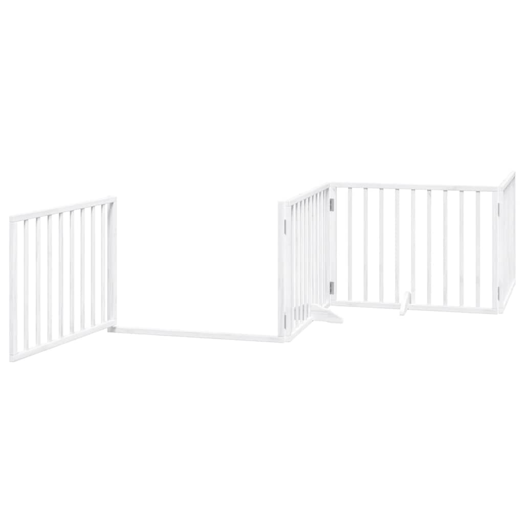 Dog Gate with Door Foldable 10 Panels White 800 cm Poplar Wood