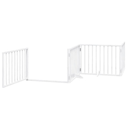 Dog Gate with Door Foldable 12 Panels White 960 cm Poplar Wood