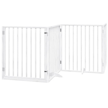 Dog Gate with Door Foldable 6 Panels White 480 cm Poplar Wood