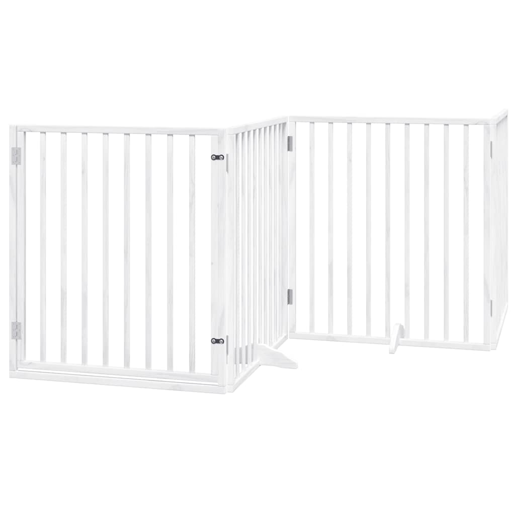 Dog Gate with Door Foldable 10 Panels White 800 cm Poplar Wood