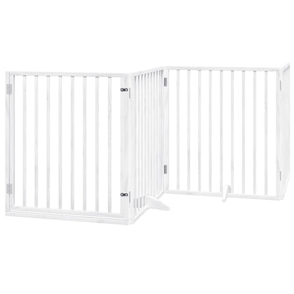 Dog Gate with Door Foldable 10 Panels White 800 cm Poplar Wood