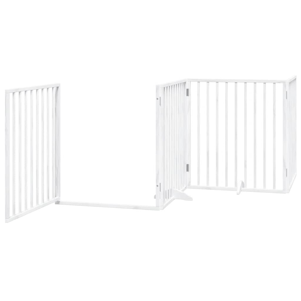 Dog Gate with Door Foldable 12 Panels White 960 cm Poplar Wood