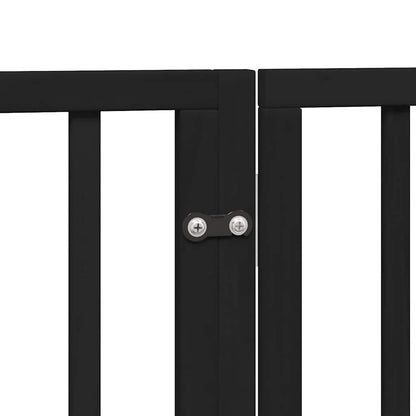 Dog Gate with Door Foldable 8 Panels Black 640 cm Poplar Wood