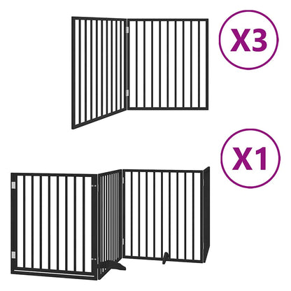 Dog Gate with Door Foldable 10 Panels Black 800 cm Poplar Wood