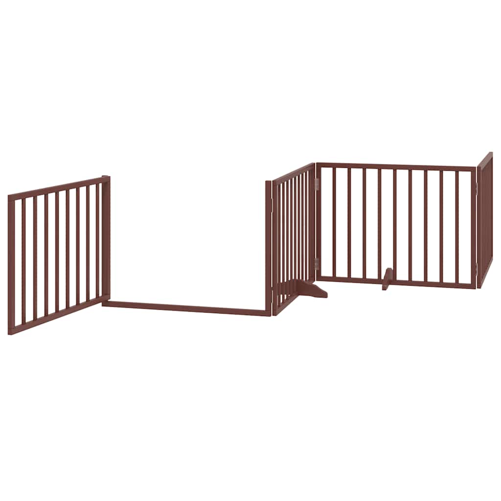 Dog Gate with Door Foldable 12 Panels Brown 960 cm Poplar Wood
