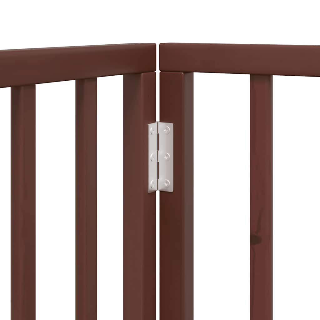 Dog Gate with Door Foldable 12 Panels Brown 960 cm Poplar Wood