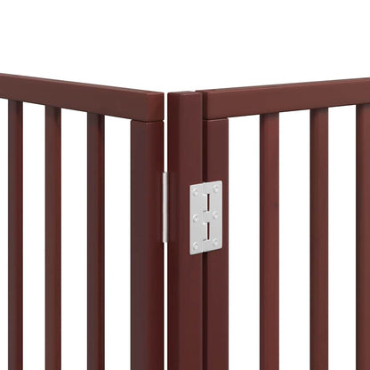 Dog Gate with Door Foldable 12 Panels Brown 960 cm Poplar Wood