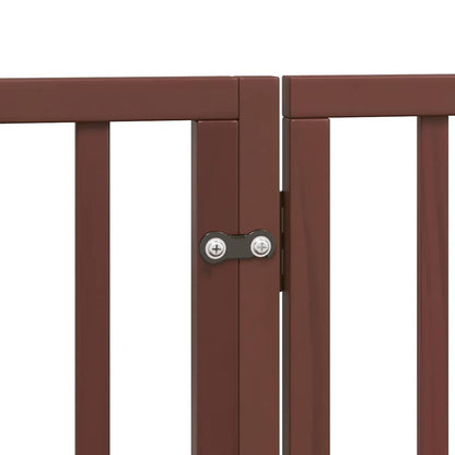 Dog Gate with Door Foldable 8 Panels Brown 640 cm Poplar Wood