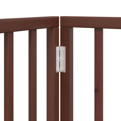 Dog Gate with Door Foldable 8 Panels Brown 640 cm Poplar Wood