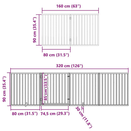 Dog Gate with Door Foldable 12 Panels Brown 960 cm Poplar Wood