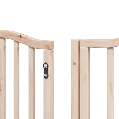 Dog Gate with Door Foldable 9 Panels 450 cm Poplar Wood