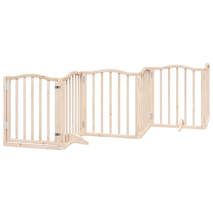 Dog Gate with Door Foldable 15 Panels 750 cm Poplar Wood