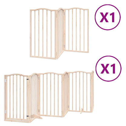 Dog Gate with Door Foldable 9 Panels 450 cm Poplar Wood