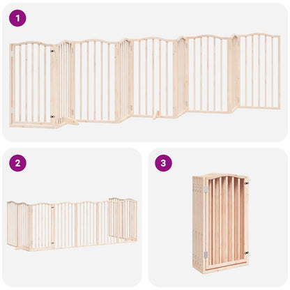 Dog Gate with Door Foldable 9 Panels 450 cm Poplar Wood