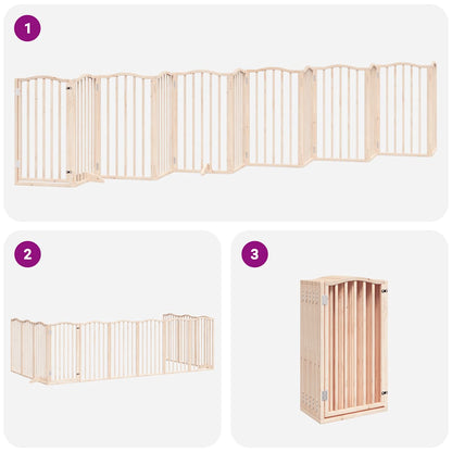 Dog Gate with Door Foldable 12 Panels 600 cm Poplar Wood