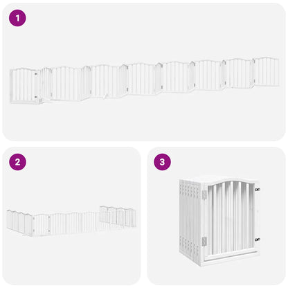 Dog Gate with Door Foldable 15 Panels White 750 cm Poplar Wood