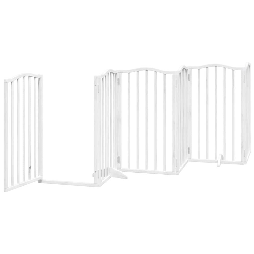 Dog Gate with Door Foldable 9 Panels White 450 cm Poplar Wood