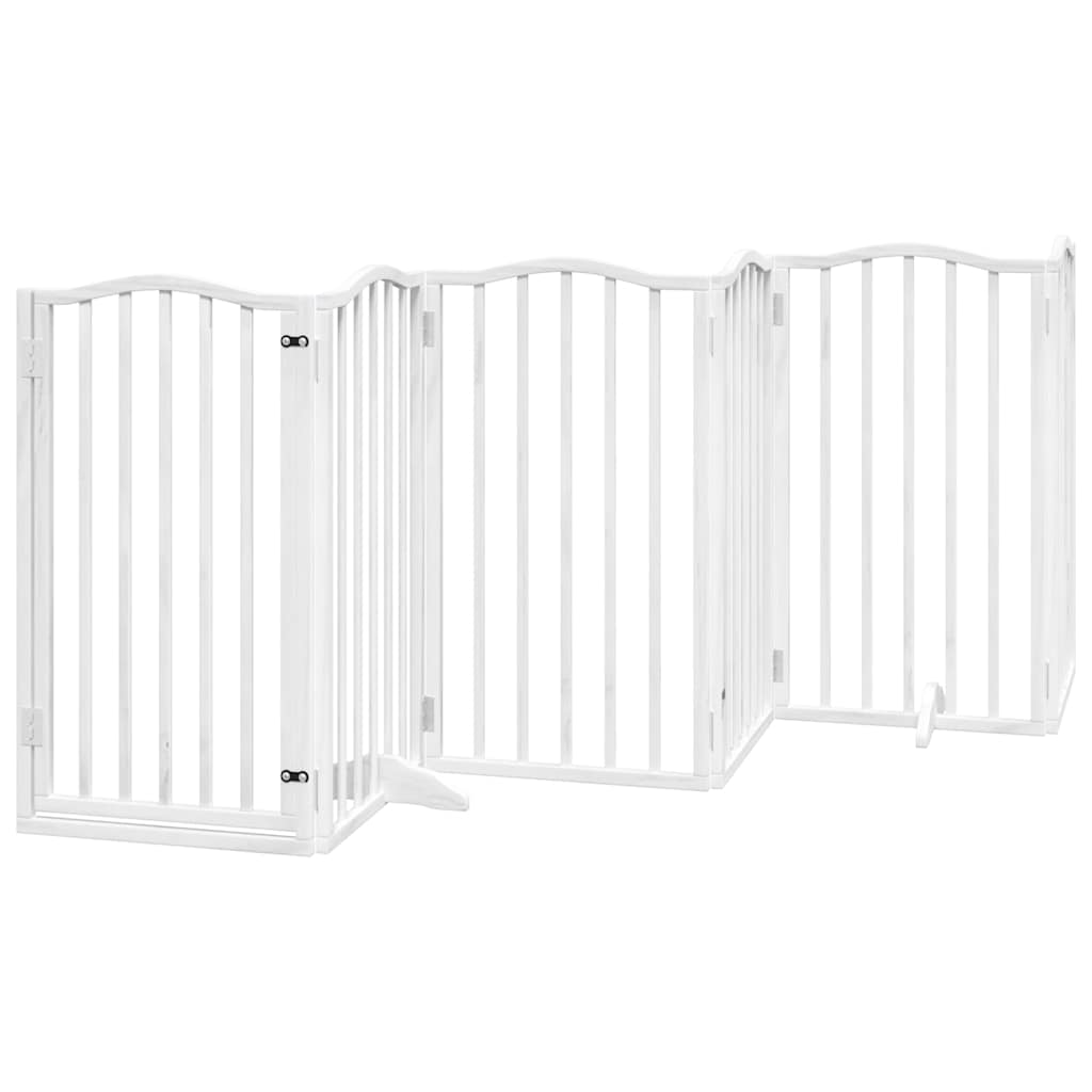 Dog Gate with Door Foldable 12 Panels White 600 cm Poplar Wood