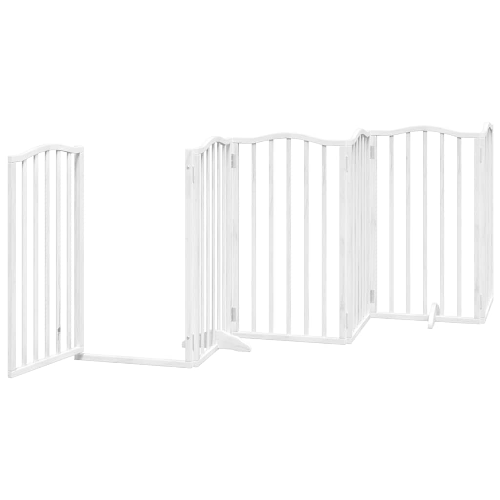 Dog Gate with Door Foldable 12 Panels White 600 cm Poplar Wood