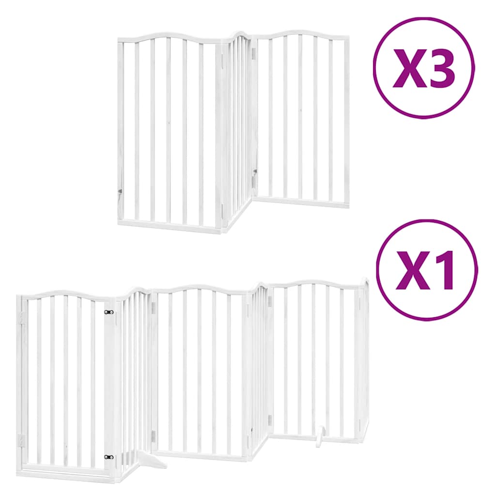 Dog Gate with Door Foldable 15 Panels White 750 cm Poplar Wood