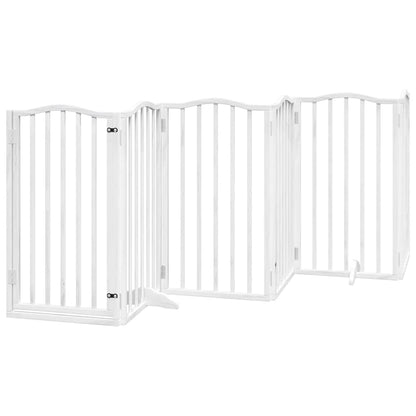 Dog Gate with Door Foldable 15 Panels White 750 cm Poplar Wood