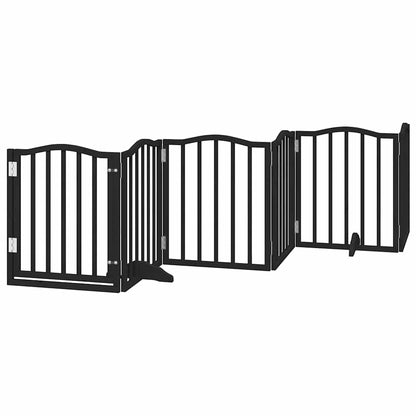 Dog Gate with Door Foldable 9 Panels Black 450 cm Poplar Wood