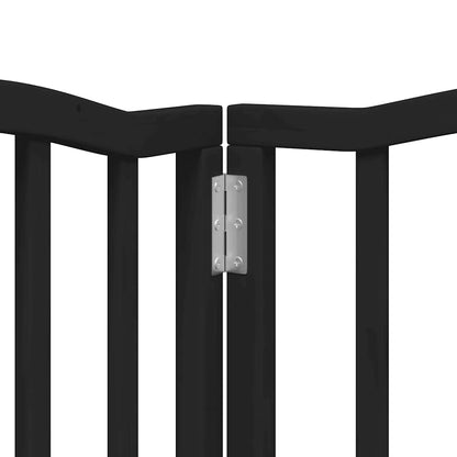 Dog Gate with Door Foldable 9 Panels Black 450 cm Poplar Wood