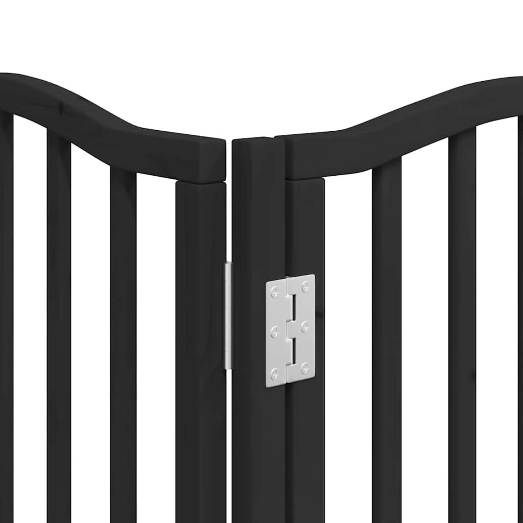 Dog Gate with Door Foldable 9 Panels Black 450 cm Poplar Wood
