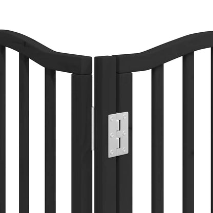 Dog Gate with Door Foldable 9 Panels Black 450 cm Poplar Wood