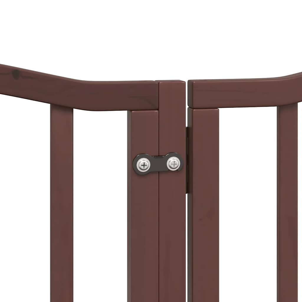 Dog Gate with Door Foldable 9 Panels Brown 450 cm Poplar Wood