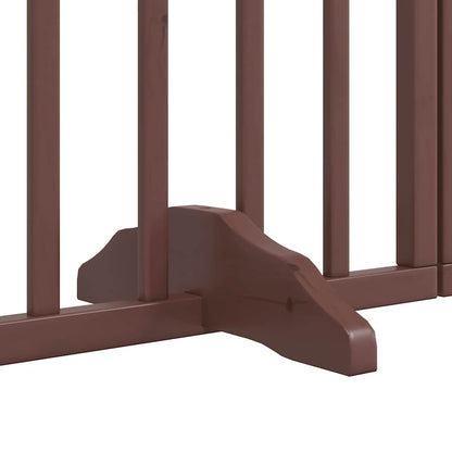 Dog Gate with Door Foldable 9 Panels Brown 450 cm Poplar Wood