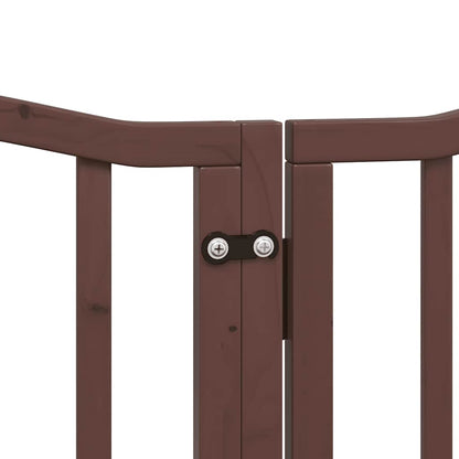 Dog Gate with Door Foldable 12 Panels Brown 600 cm Poplar Wood