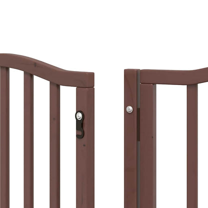 Dog Gate with Door Foldable 12 Panels Brown 600 cm Poplar Wood