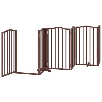 Dog Gate with Door Foldable 15 Panels Brown 750 cm Poplar Wood