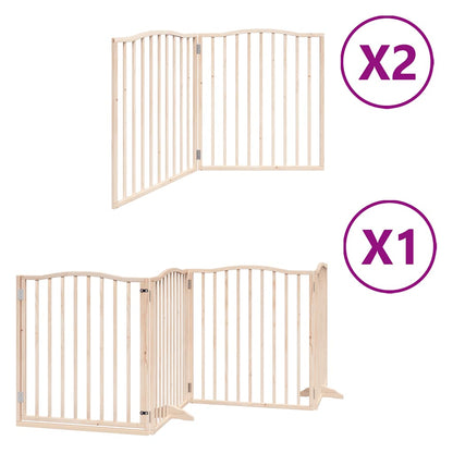 Dog Gate with Door Foldable 8 Panels 640 cm Poplar Wood