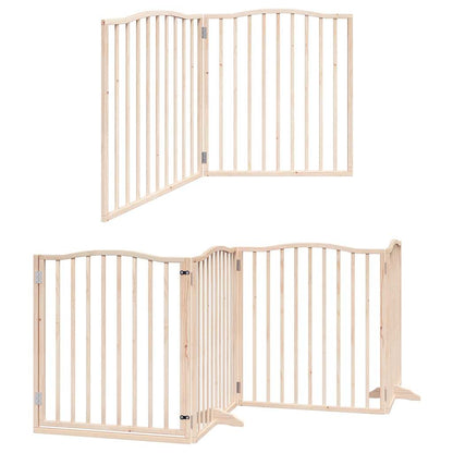 Dog Gate with Door Foldable 8 Panels 640 cm Poplar Wood
