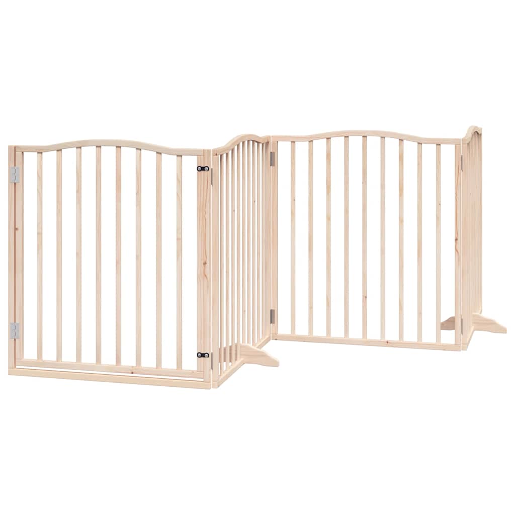Dog Gate with Door Foldable 8 Panels 640 cm Poplar Wood