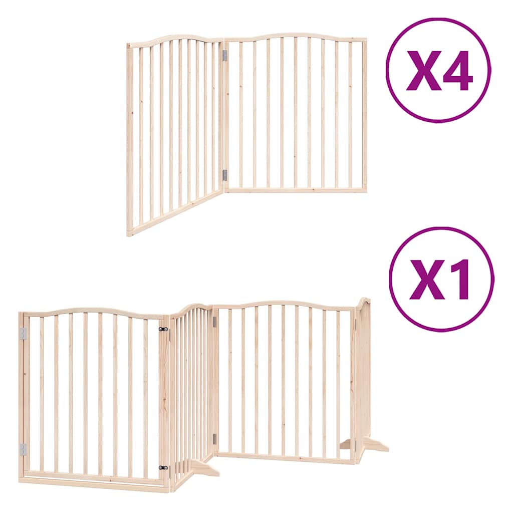 Dog Gate with Door Foldable 12 Panels 960 cm Poplar Wood