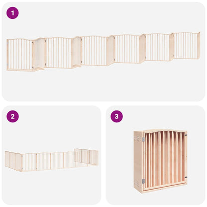 Dog Gate with Door Foldable 12 Panels 960 cm Poplar Wood