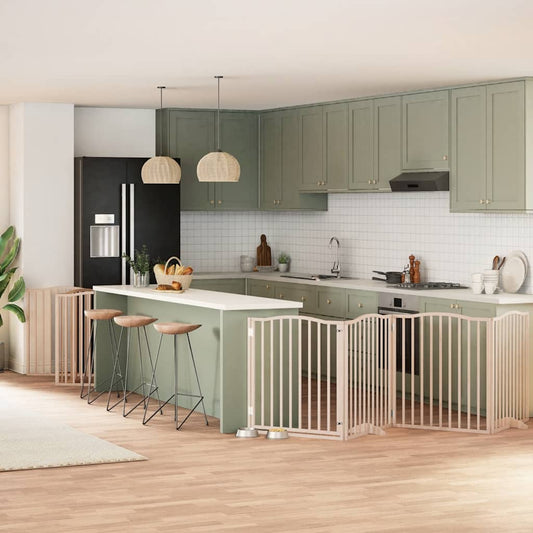 Dog Gate with Door Foldable 12 Panels 960 cm Poplar Wood